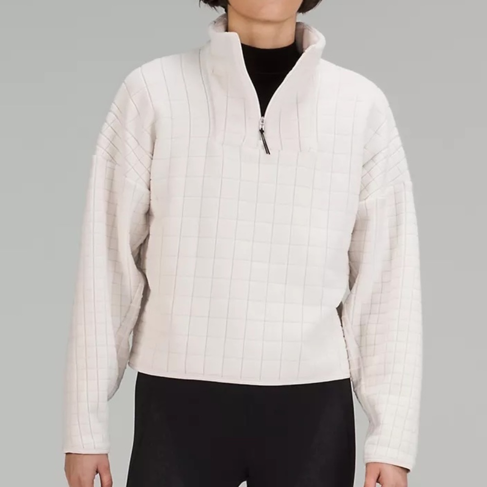lululemon lab Textured-Grid Fleece Half Zip | Light Ivory | XS/S